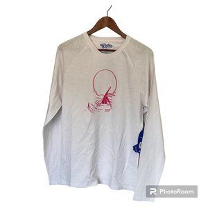 Mr. Swim White Long Sleeve T Shirt Pink Logo Legs Men's M Serious Fun New